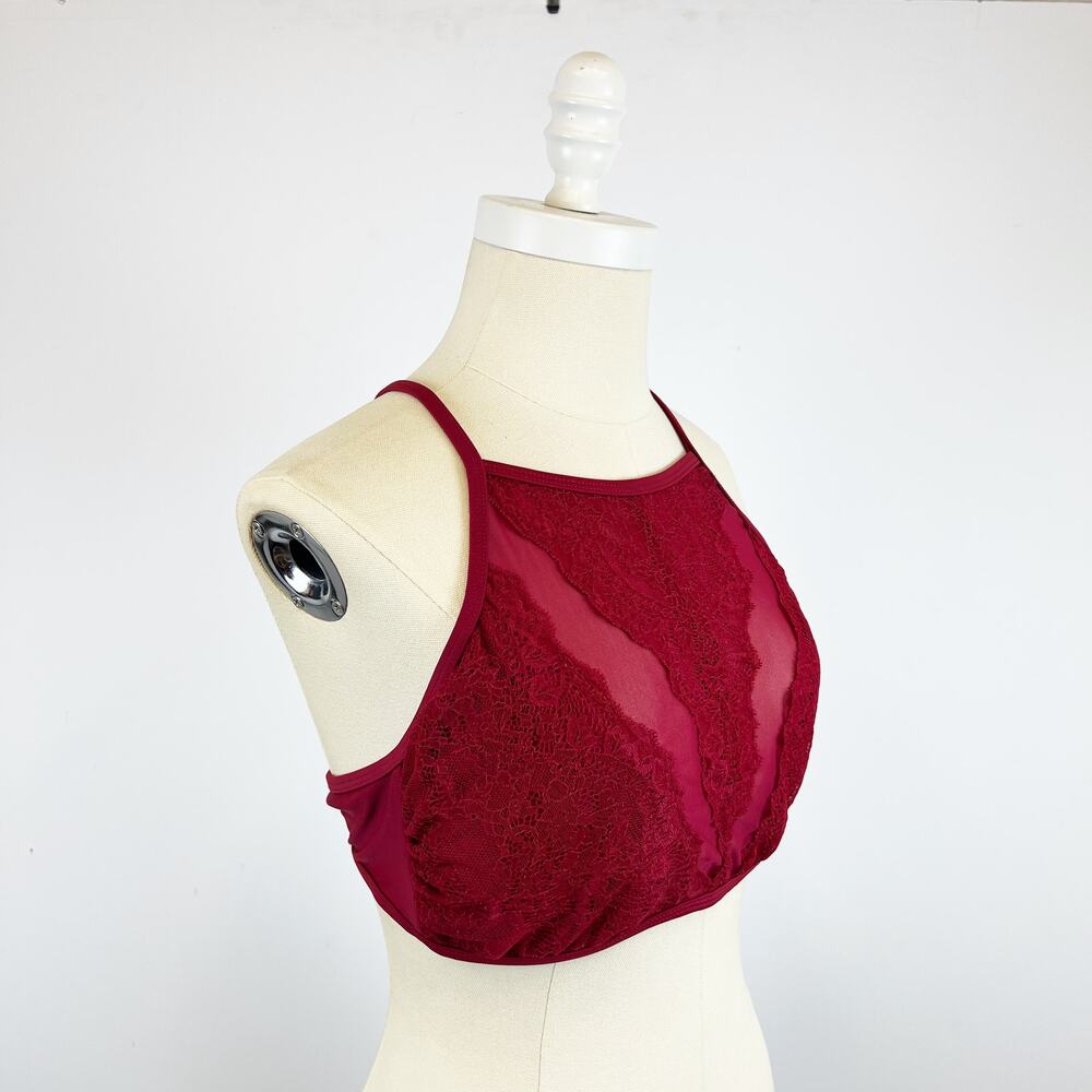Xhilaration dark red raspberry lace halter swim bikini top Size XL Extra Large